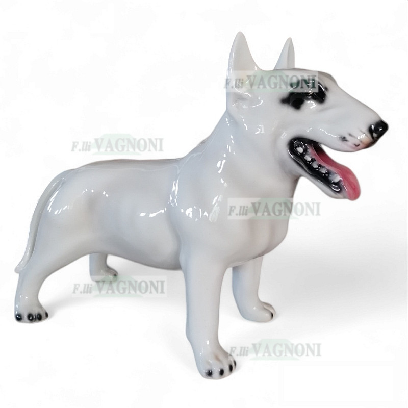 STATUA CANE BULL TERRIER IN CERAMICA IN PIEDI CM.38X29 -ANIMALI-